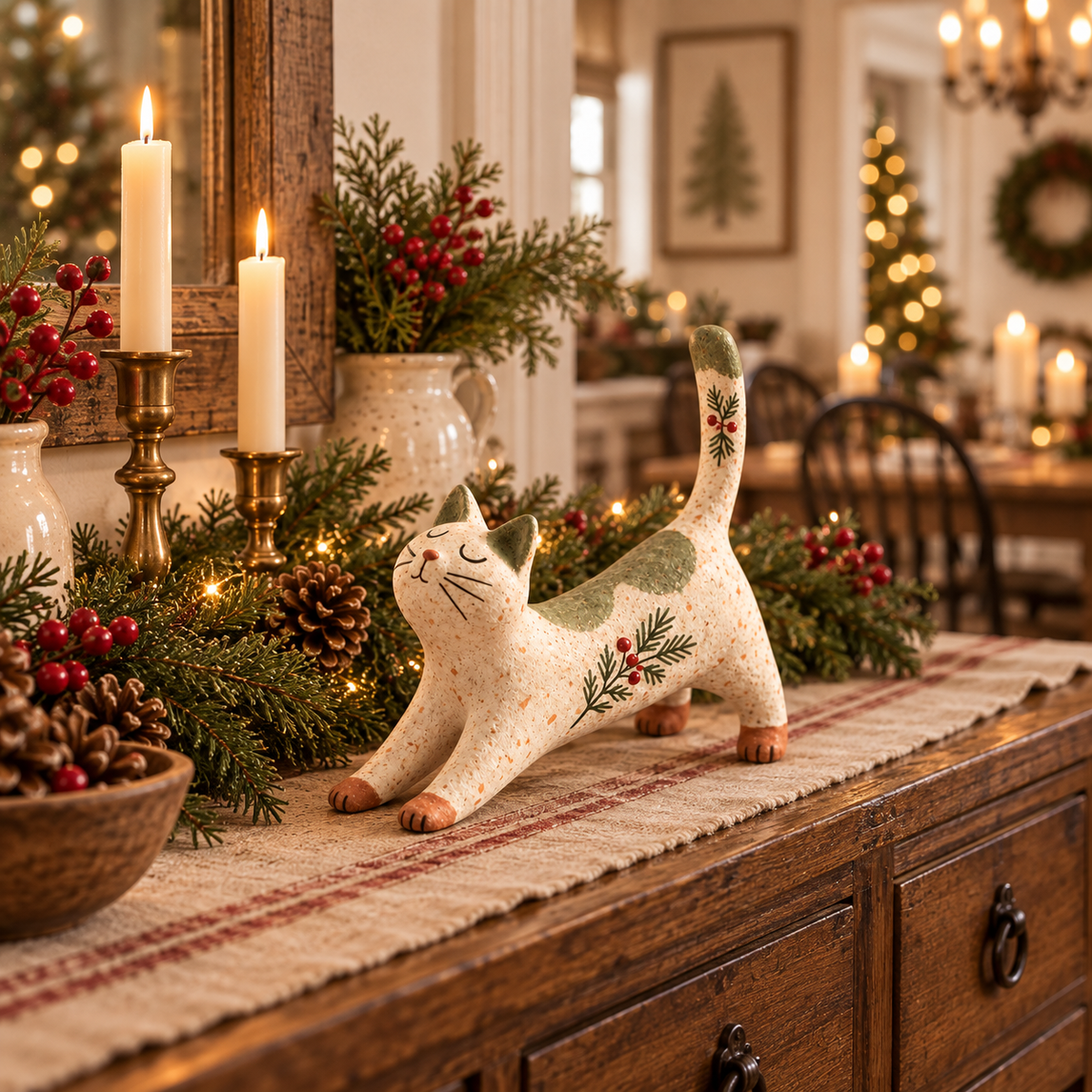 🐈🎄 Boskat Kerstbeeldje — een gezellig klein bosvriendje voor je feestelijke huis