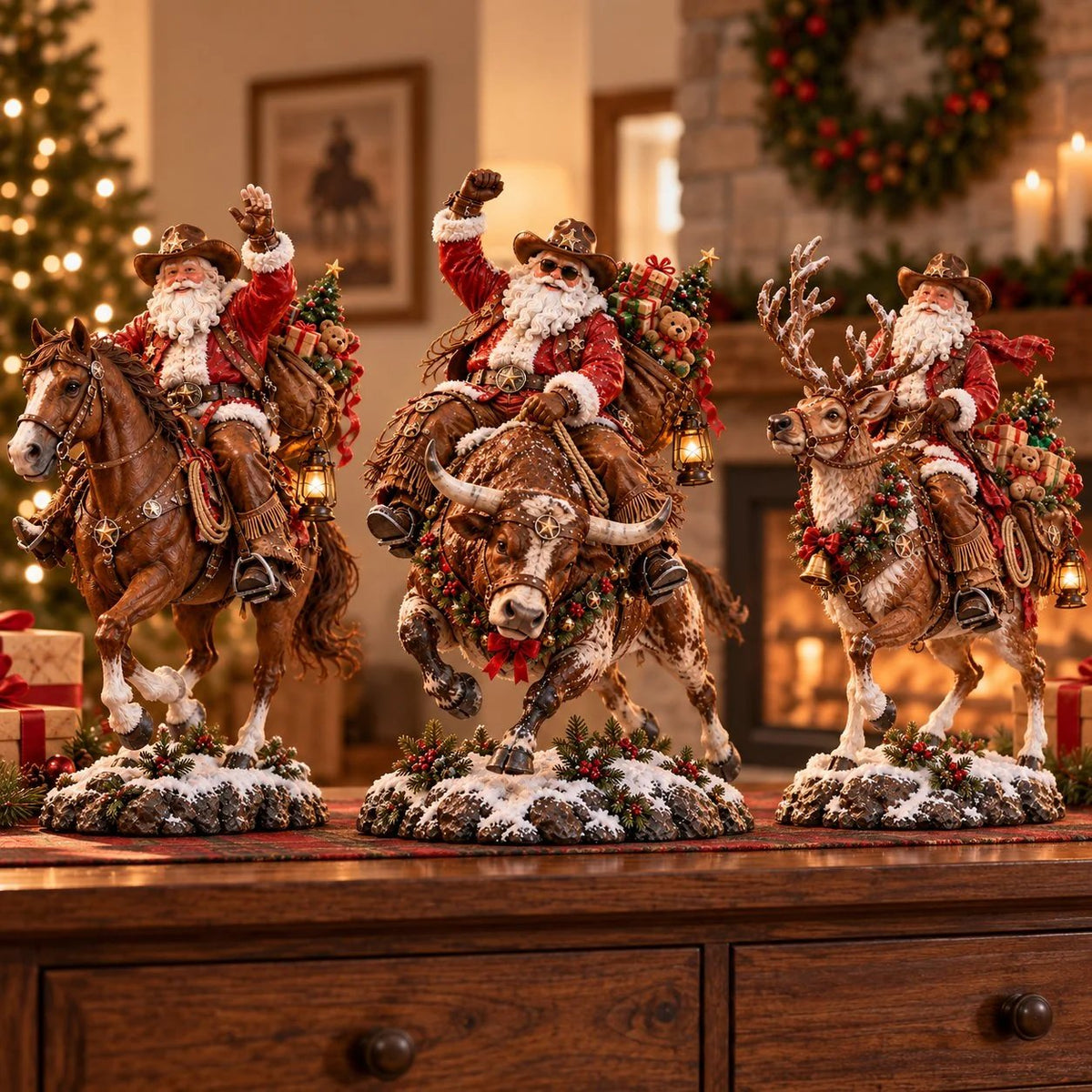 🤠🎄 Cowboy Santa Kerstdecoratie – Rustieke Western Herinnering 🎁✨