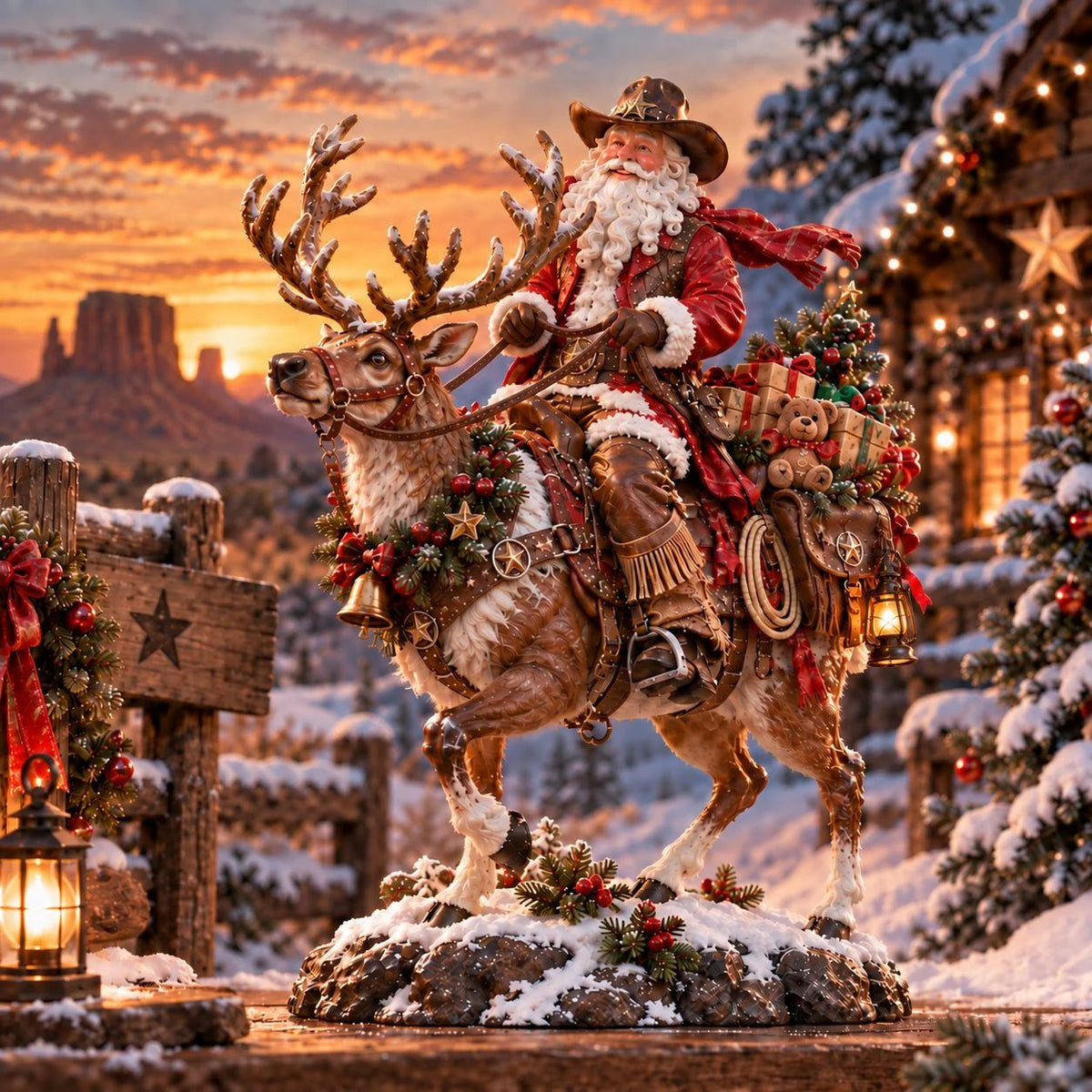 🤠🎄 Cowboy Santa Kerstdecoratie – Rustieke Western Herinnering 🎁✨