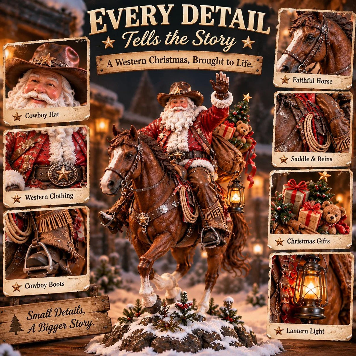 🤠🎄 Cowboy Santa Kerstdecoratie – Rustieke Western Herinnering 🎁✨