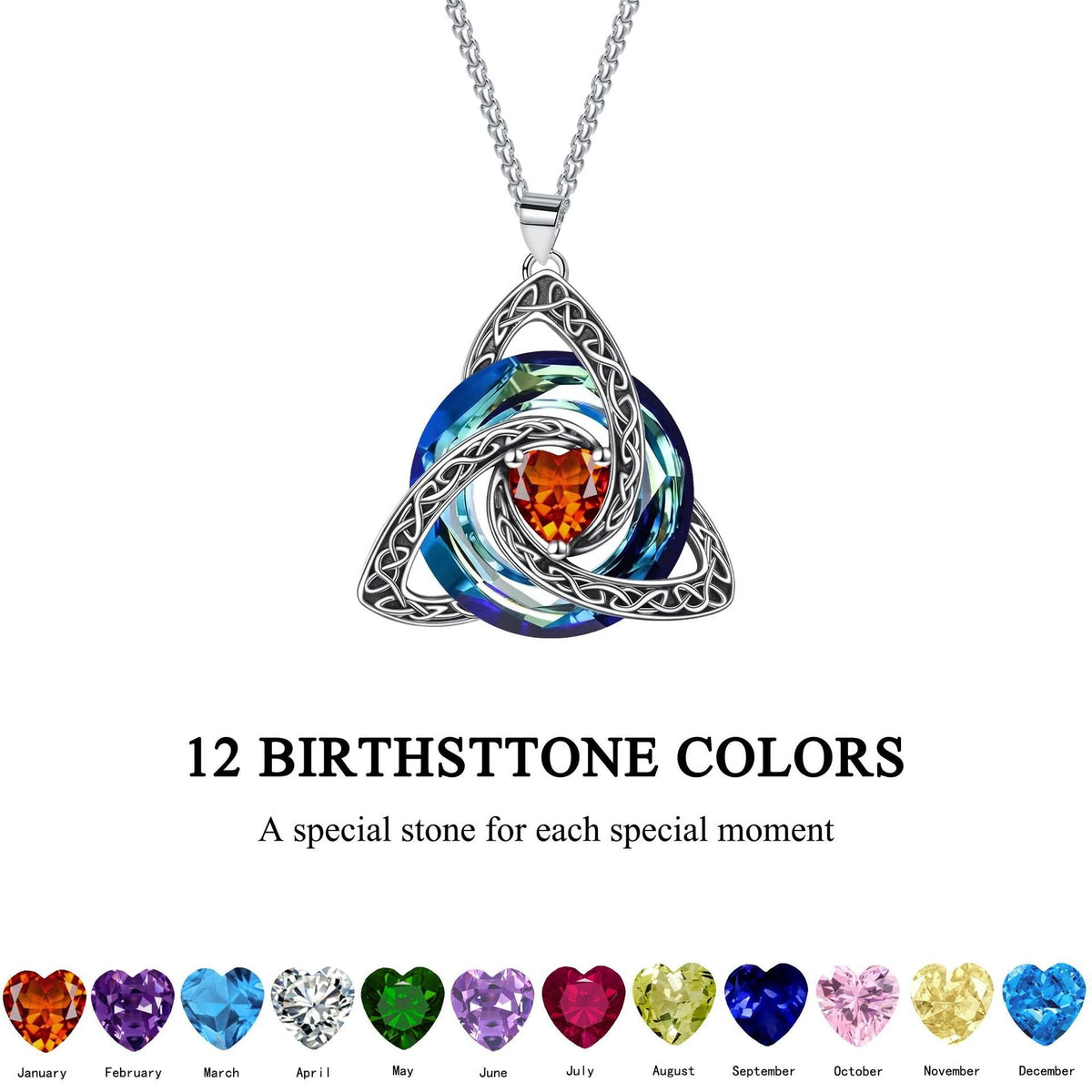 ✨ Geboortesteen Keltische Trinity Knot Ketting — Betekenisvol Symbool van Liefde & Verbinding ❤️