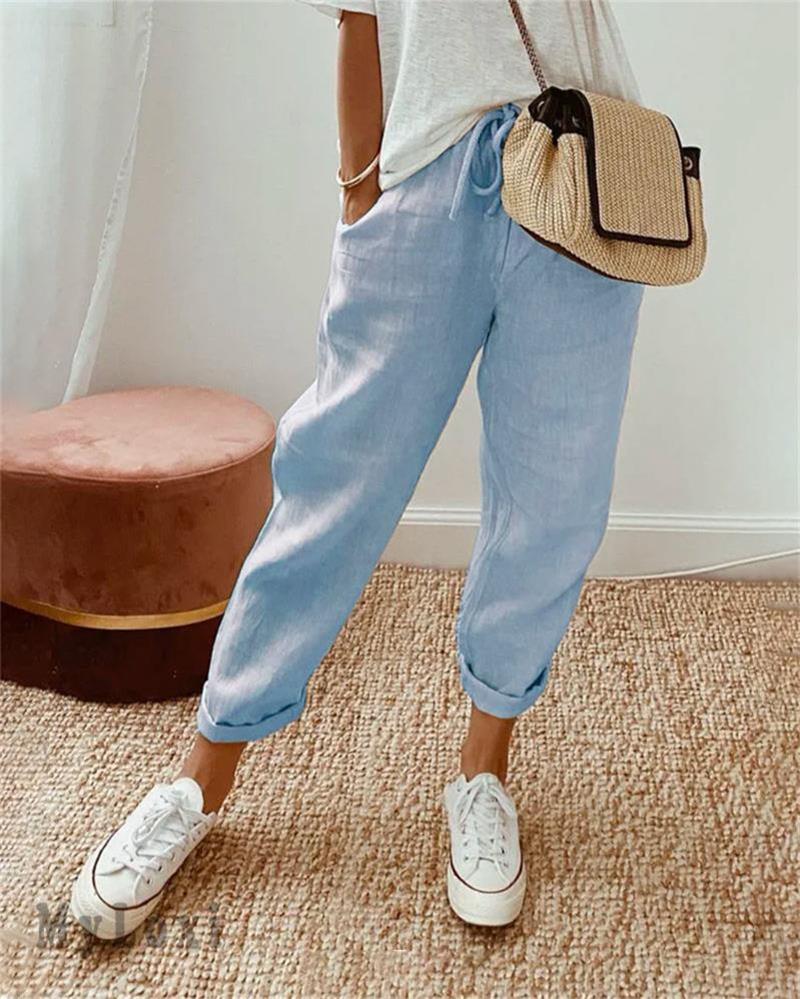💕 Casual broek van katoen en linnen voor dames💕