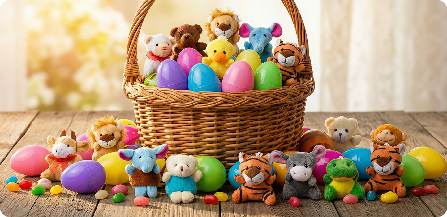 🐰 Vooraf gevulde paaseieren met pluche bedeltjes ✨