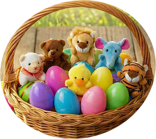 🐰 Vooraf gevulde paaseieren met pluche bedeltjes ✨