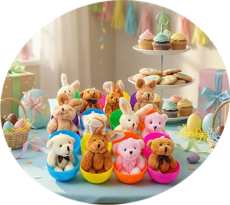 🐰 Vooraf gevulde paaseieren met pluche bedeltjes ✨