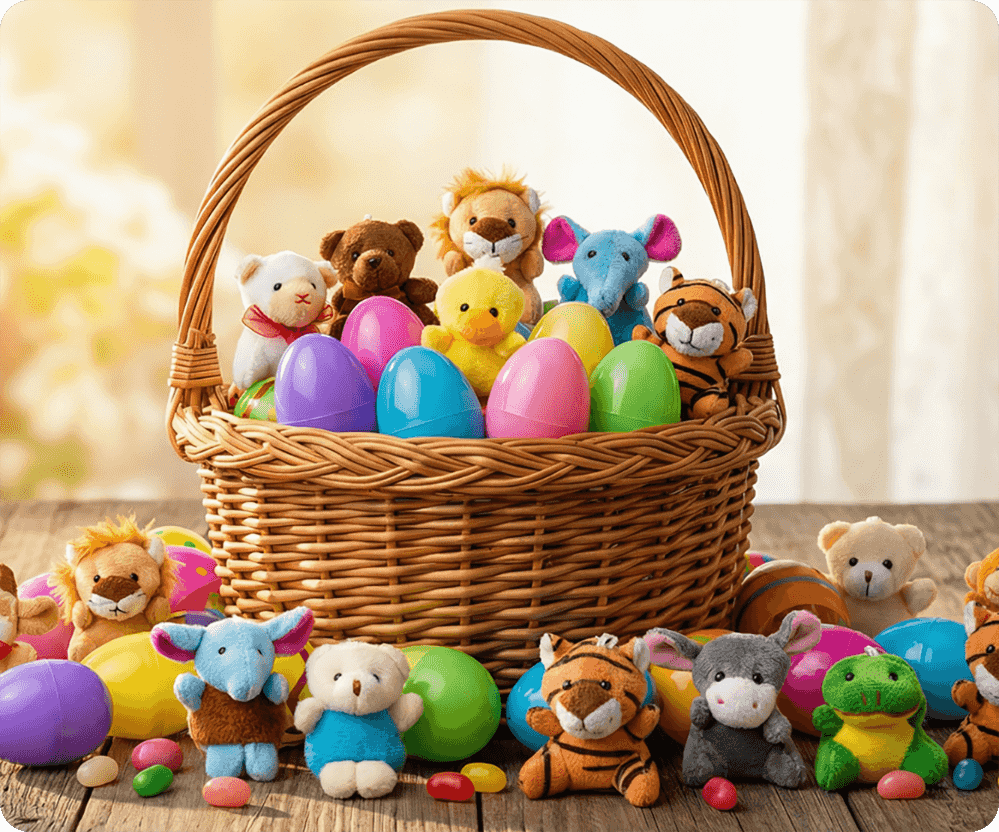 🐰 Vooraf gevulde paaseieren met pluche bedeltjes ✨