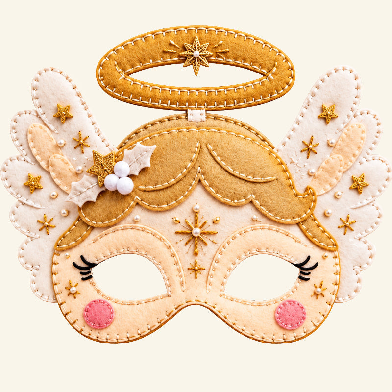 🎭 Set van Handgemaakte Vilten Kerstmaskers – Voor Kinderen & Feestjes 🎄