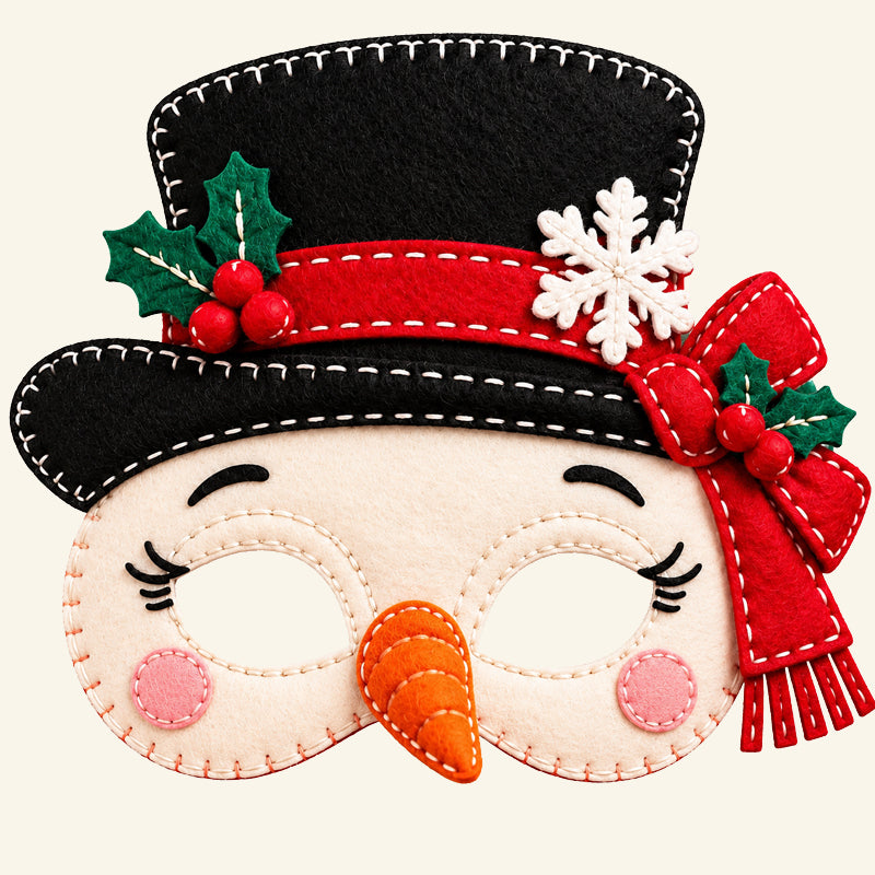 🎭 Set van Handgemaakte Vilten Kerstmaskers – Voor Kinderen & Feestjes 🎄