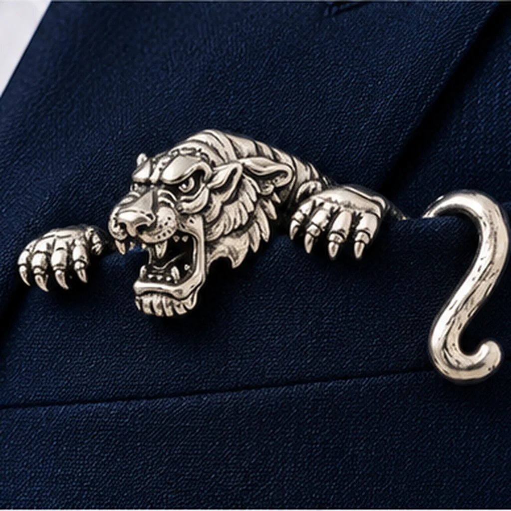 🐊✨ Sculpturaal Dieren Metalen Pochetzakdoek