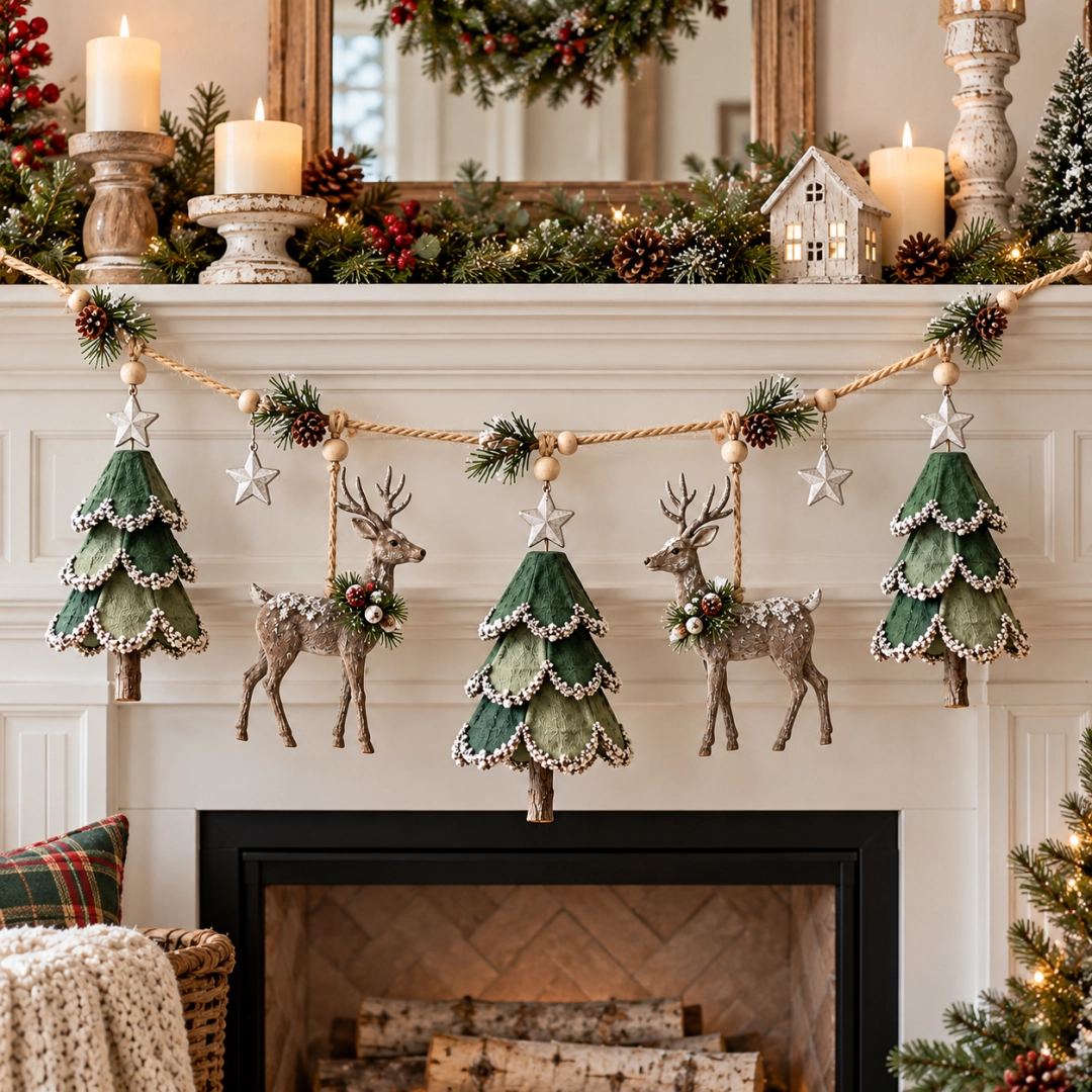 🎄✨ Verlichte Bos Kerstguirlande — Warme Gloed voor een Sfeervolle Kerst