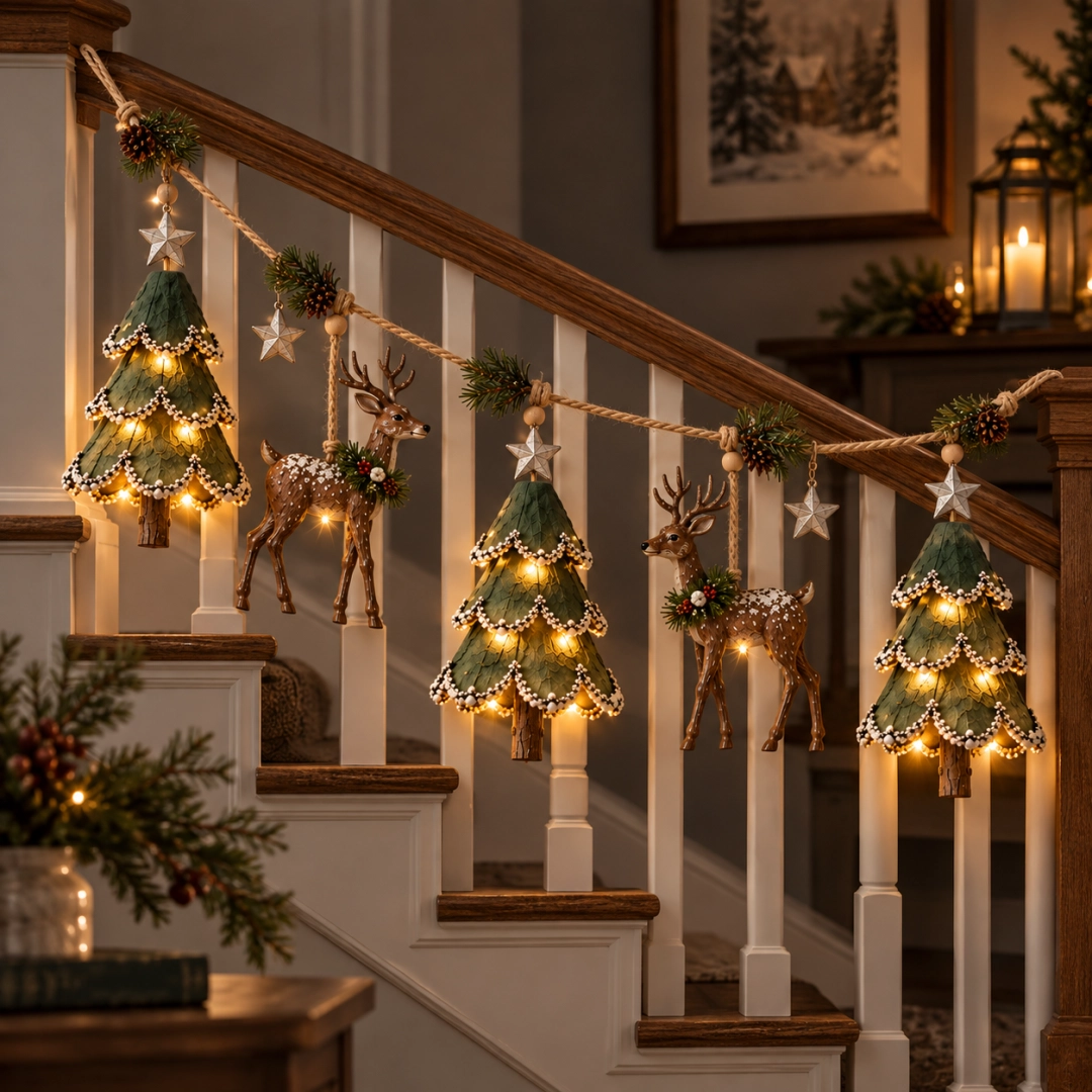 🎄✨ Verlichte Bos Kerstguirlande — Warme Gloed voor een Sfeervolle Kerst