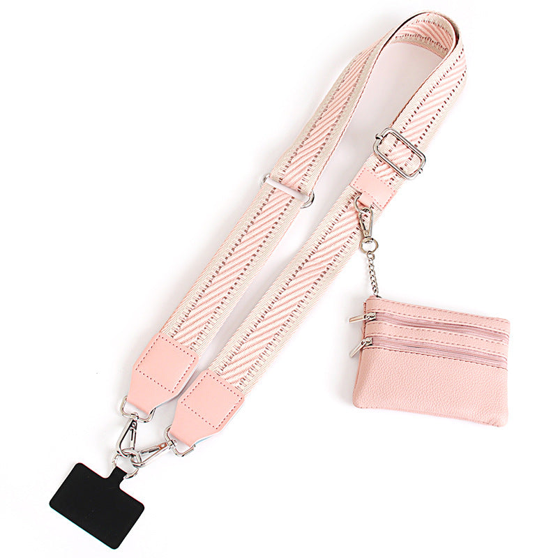 👜🚶‍♀️ Combineer een stijlvolle telefoonband perfect met een portemonnee met rits, zodat je je handen vrij hebt.