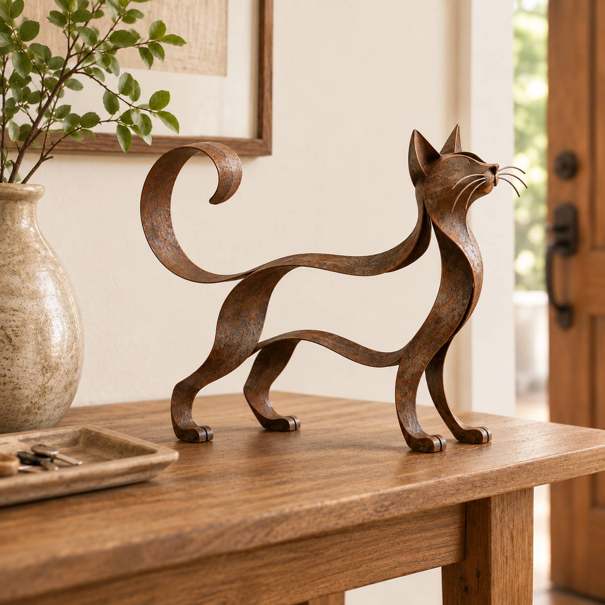 🐱 Maine Coon -tyylinen metallinen kissaveistos
