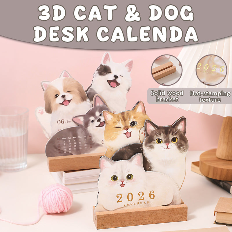 📅🐾 3D-katten- en hondenbureaukalender