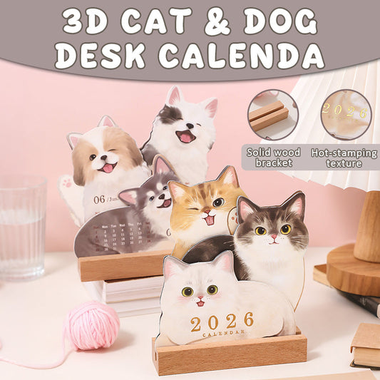📅🐾 3D-katten- en hondenbureaukalender