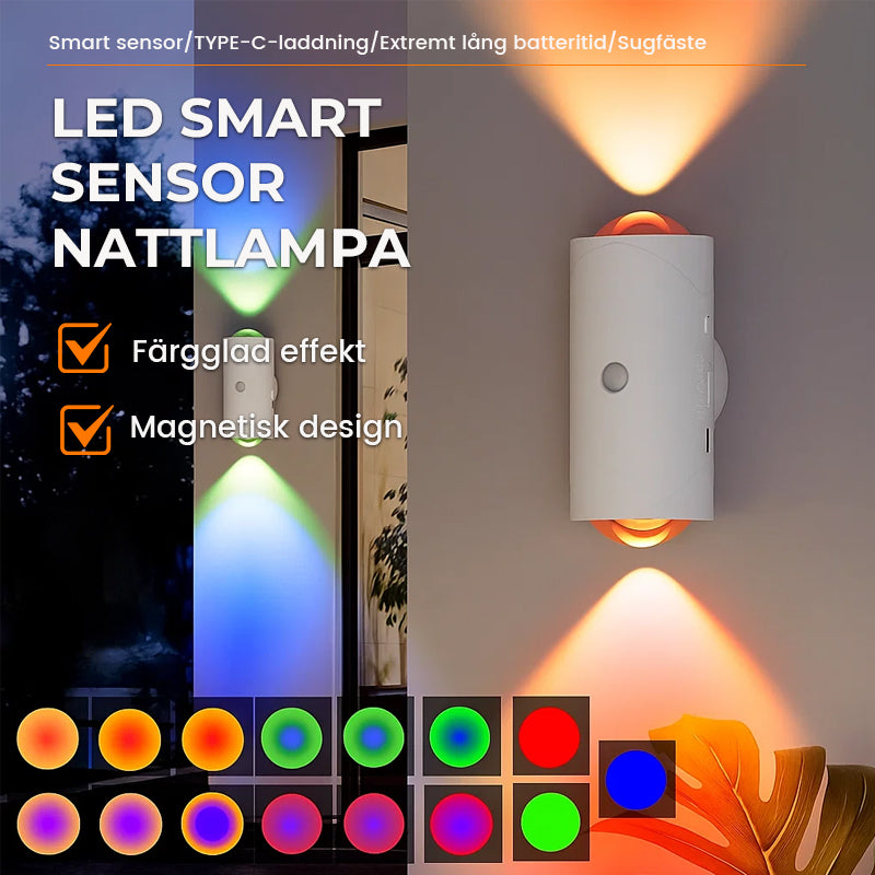 Smart Motion Sensor Wandlamp — Oplaadbaar RGB & Warm Licht — 16 Kleuren