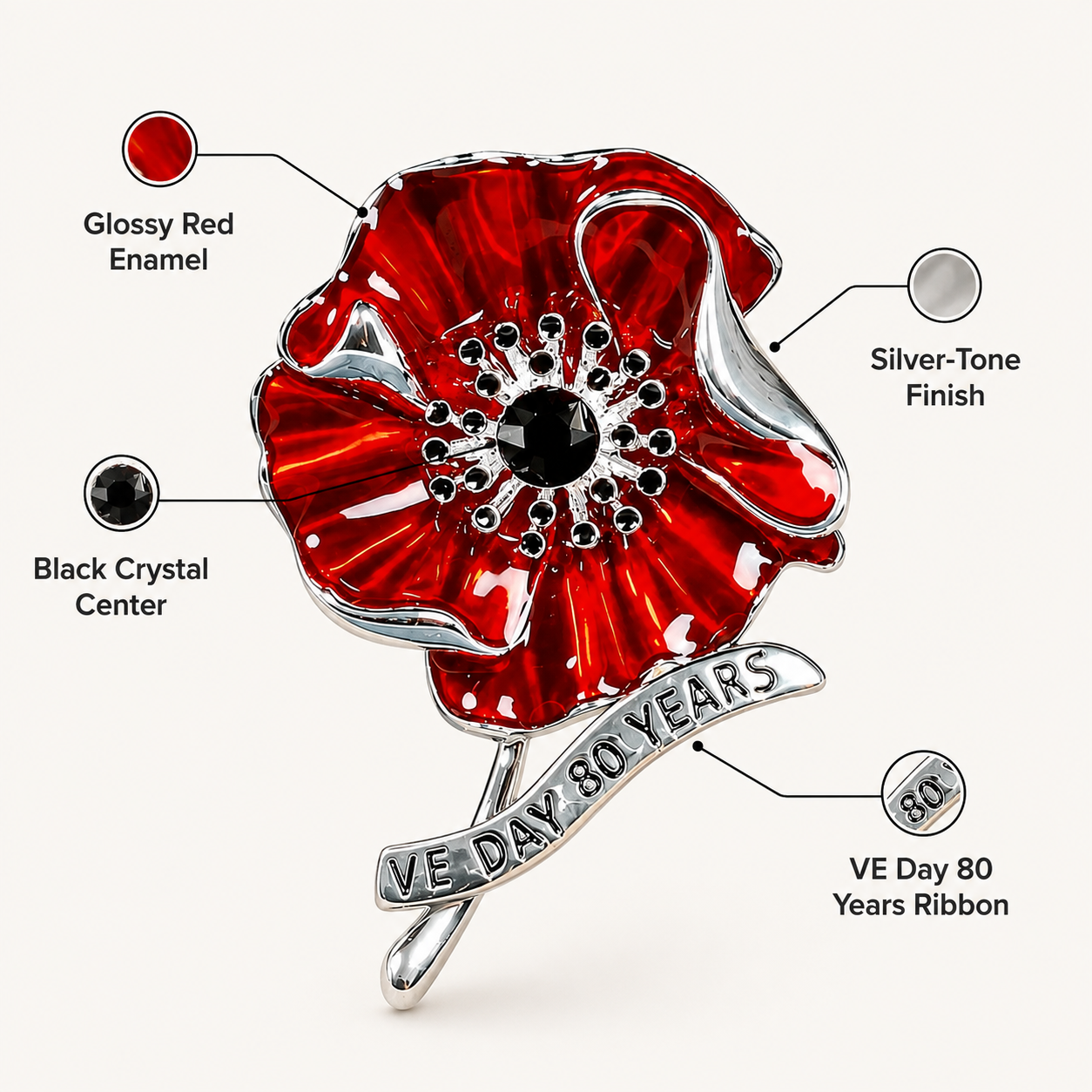 VE Day 80-klaproosbroche | Jubileumherinnering in beperkte oplage