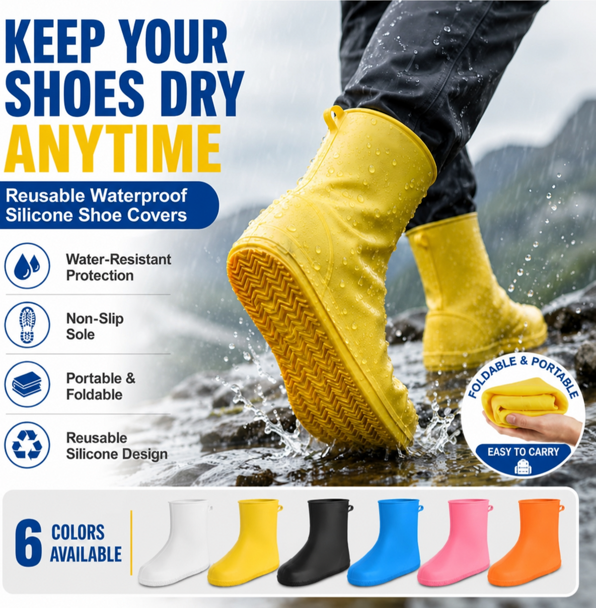 👟💧 Zware Regenoverschoenen — Waterdicht, Antislip & Opvouwbaar voor Elk Buitenavontuur