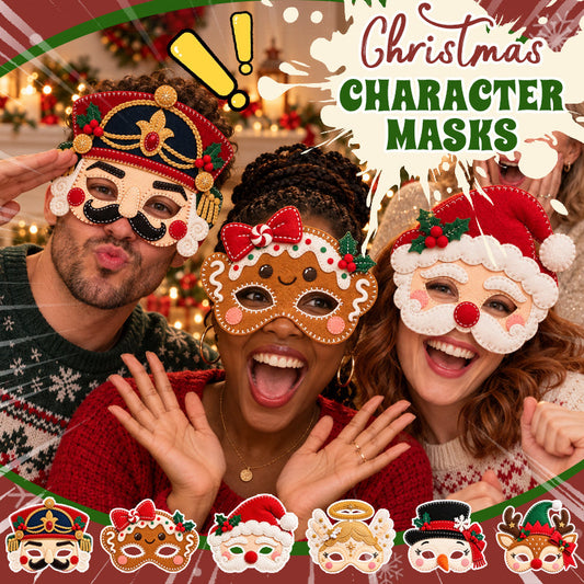 🎭 Set van Handgemaakte Vilten Kerstmaskers – Voor Kinderen & Feestjes 🎄