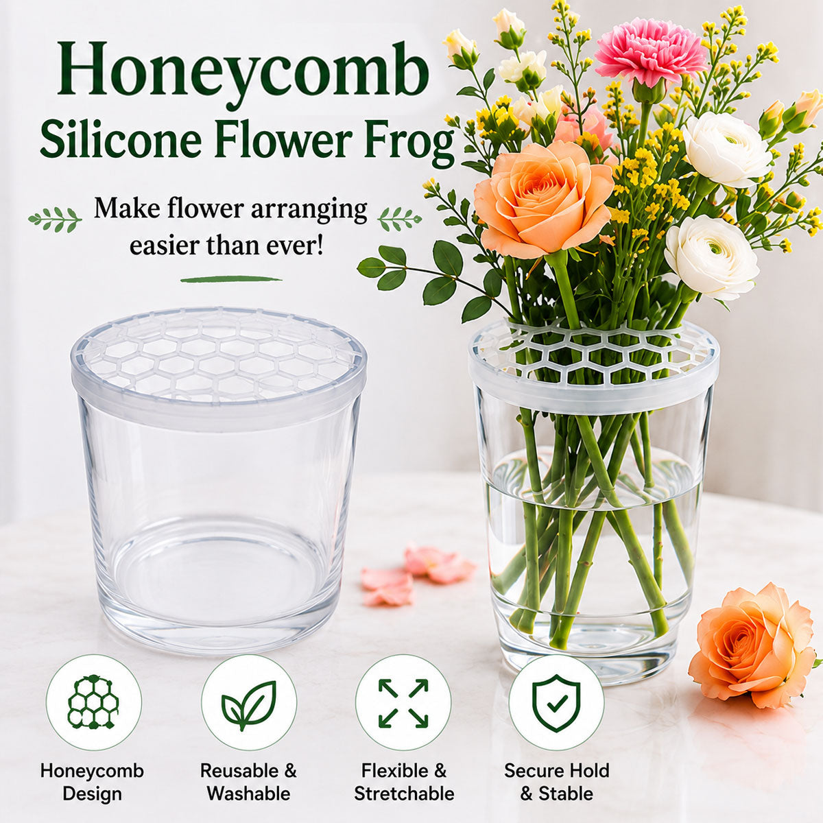 🌸 Honingraatvormig siliconen bloemschiknet