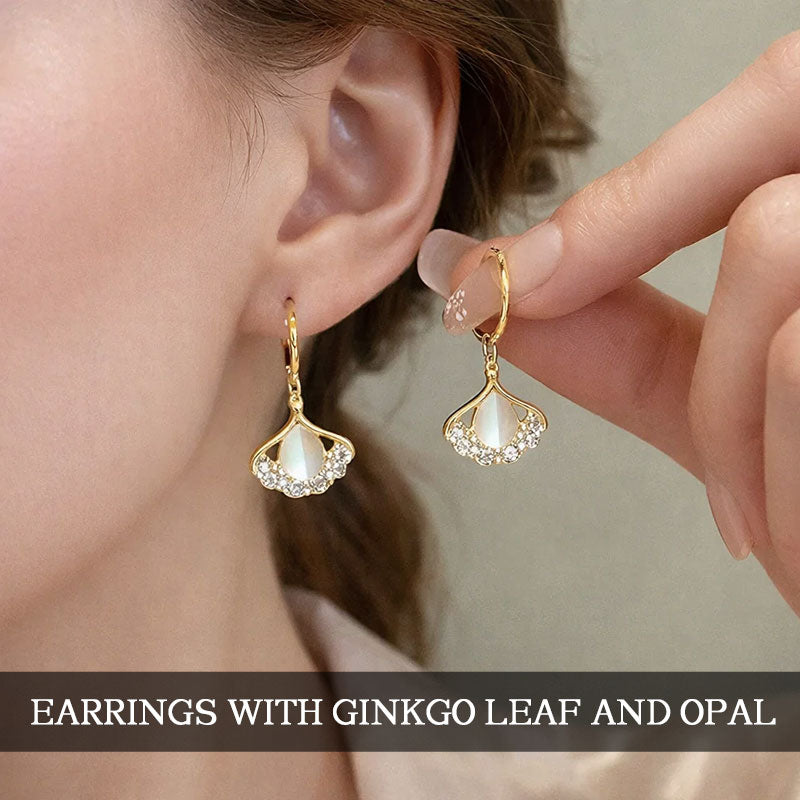 🌟 Elegante Ginkgo & Opaal Oorbellen | Verfijnd Design 💎TIJDELIJKE ACTIE: 1+1 GRATIS 🔥