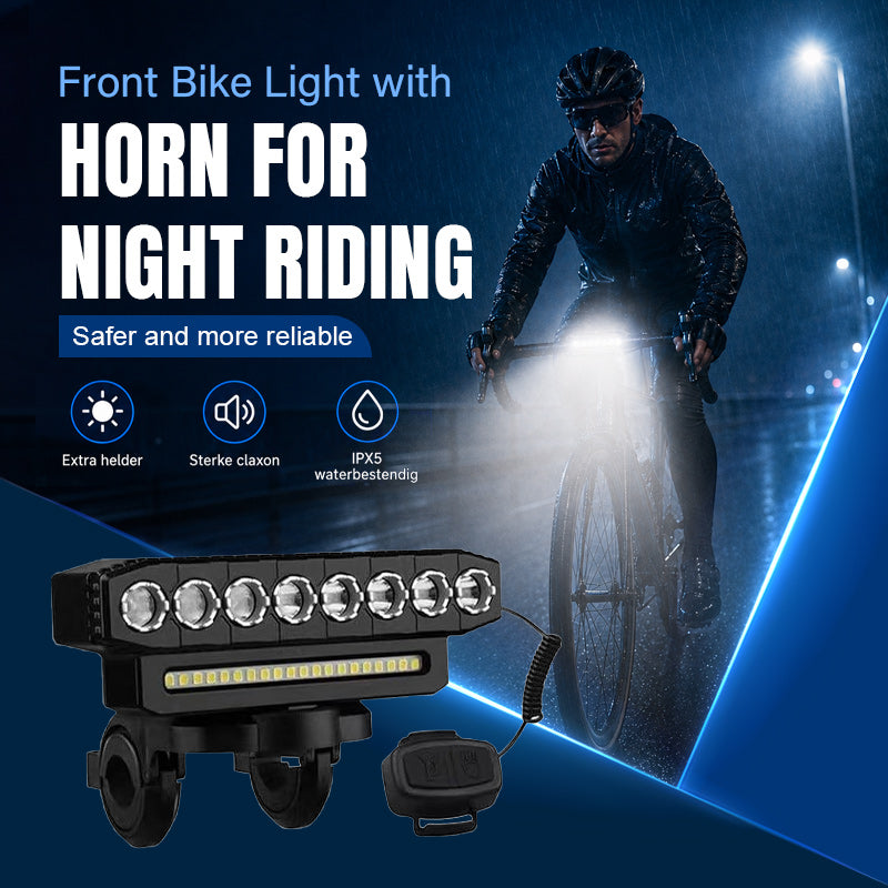 🚴 Front Bike Light with Horn for Night Riding