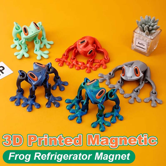 🐸 3D-geprinte magnetische kikker – een levensechte, poseerbare, lichtgevende vriend voor op je koelkast!