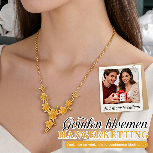 💐 Gouden halsketting met bloemenhanger ✨🌸