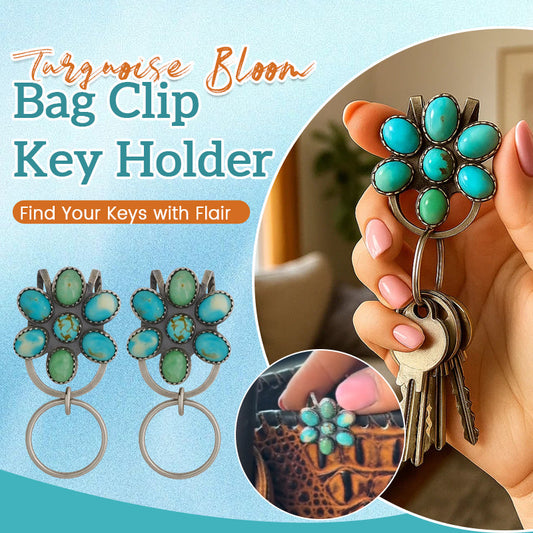 ✨Voeg wat versiering toe aan je sleutels🌼 Turquoise bloemen tasclip sleutelhanger