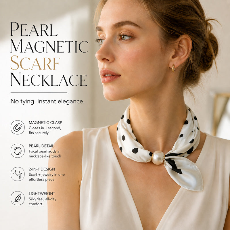 🤍 Magnetische sjaal met een parel – zie er in een handomdraai elegant uit