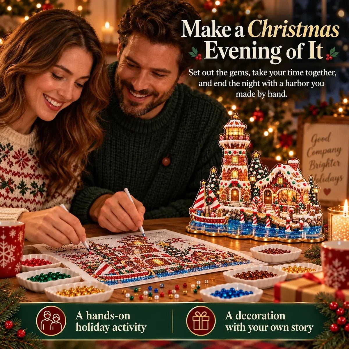 ✨ 3D Parelkunst Kerstvuurtoren – Fluweelzacht Canvas & Krasbestendige Kristallen | Luxe DIY Kerstdecoratie 🎄