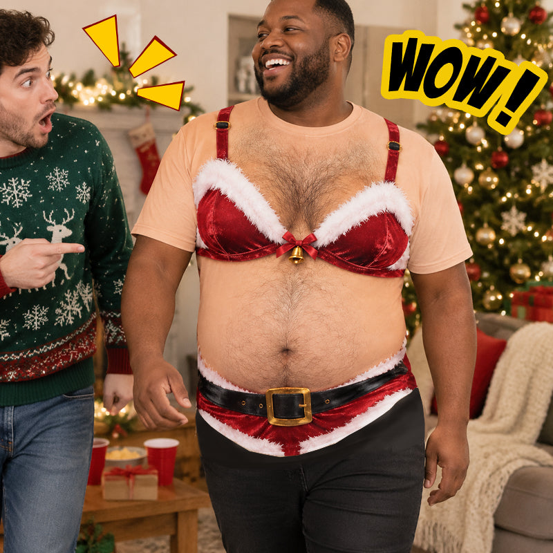 🎄 Grappig Kerst Fancy Dress Kostuum – Hilarische Buik Illusie Outfit 😂🎅