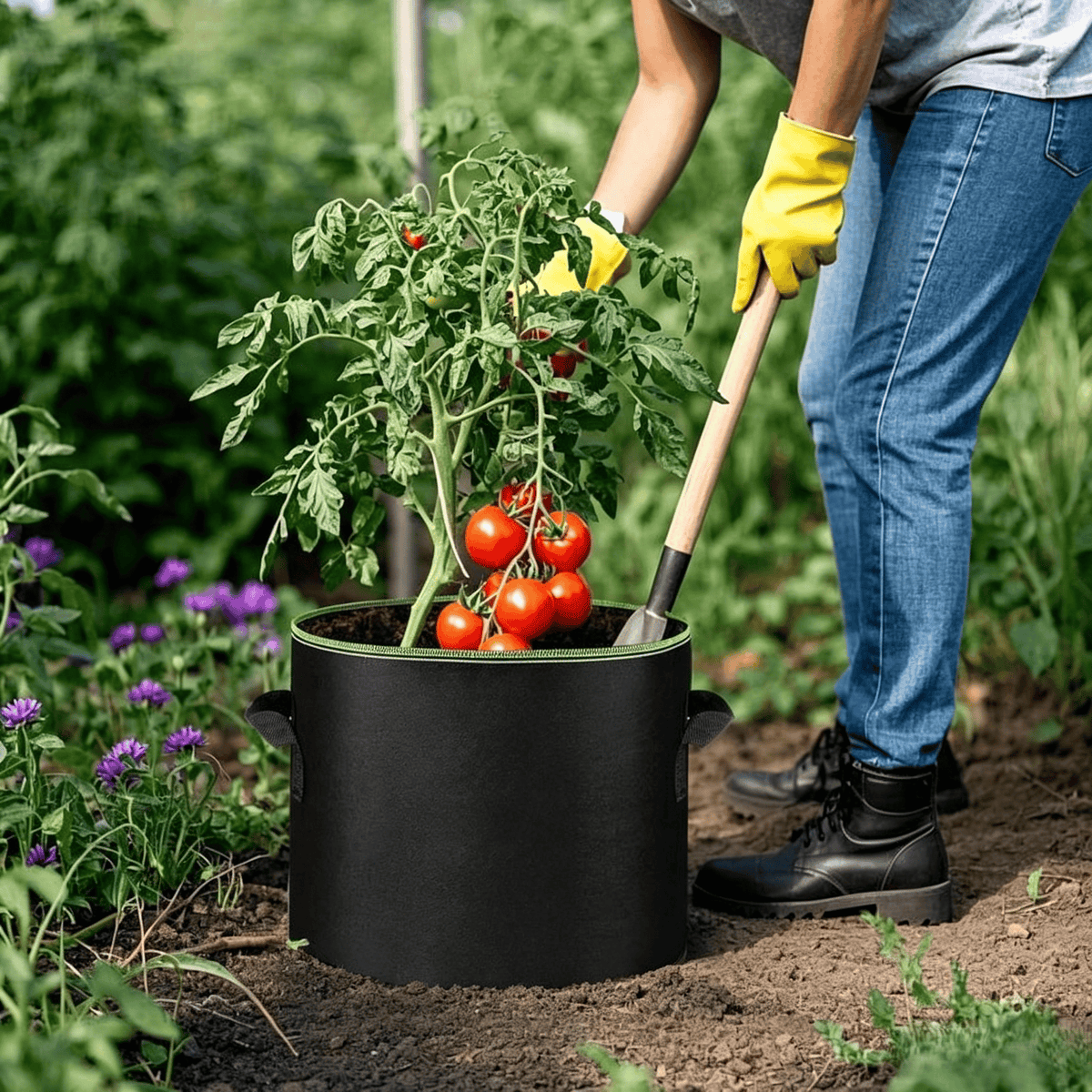🪴 5-Pack 5 Gallon Grow Bags – Heavy Duty Aeration Fabric Pots with Handles for Vegetables, Flowers & Fruits