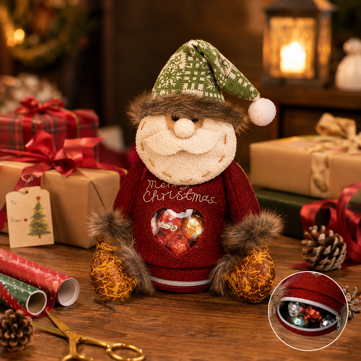 🎅 Stevige kerstzakjes met ritssluiting — voor snoep & kleine cadeaus