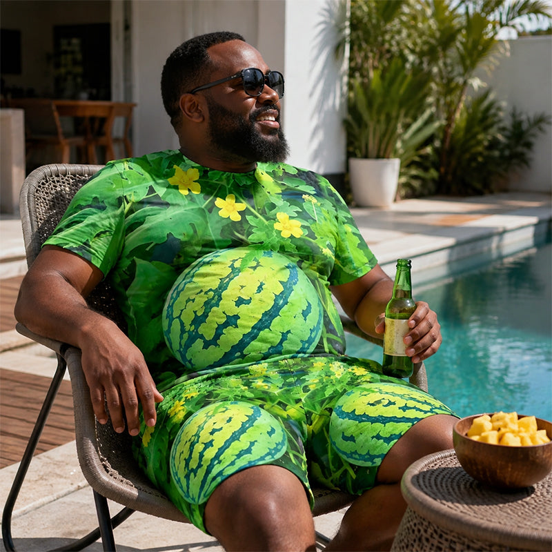 🍉 Grappige T-shirt-set met watermeloenprint