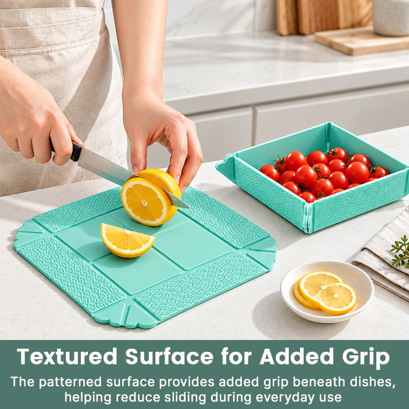 🍽️ Opvouwbare Hittebestendige Mat & Opbergbak – 2-in-1 Onderzetter en Snacktray met Magneetopslag 🧲✨