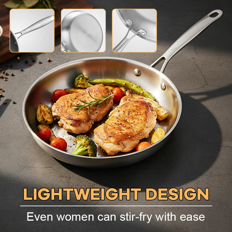 🍳Roestvrijstalen antiaanbakpan: gezond en veelzijdig voor elke keuken