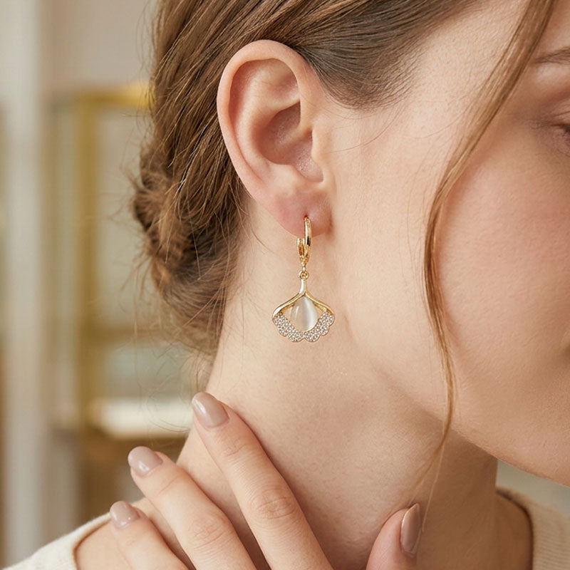 🌟 Elegante Ginkgo & Opaal Oorbellen | Verfijnd Design 💎TIJDELIJKE ACTIE: 1+1 GRATIS 🔥