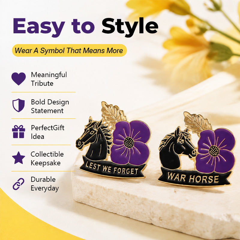 🌺Paarse klaproos paard herdenkingsbroche