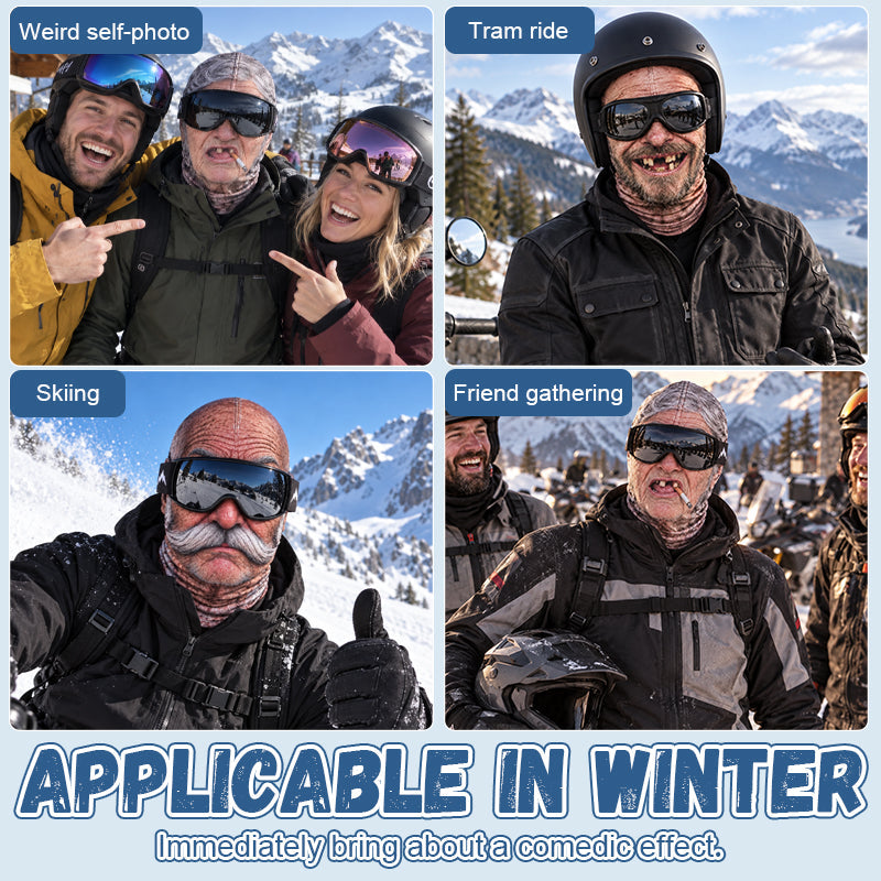 🎭😂 Grappig Realistisch Gezichtsskimasker — Winterfeestuitrusting voor Buitengroepen ❄️🎉