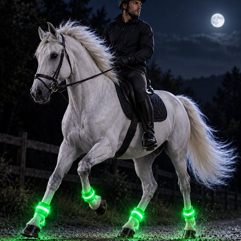 🐎Led-beenbanden voor paarden | Goed zichtbare, oplichtende banden voor ritten in het donker