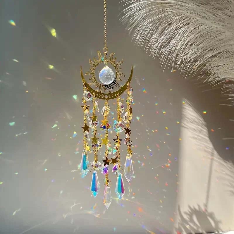 ✨ Gouden Vlam Maan Kristallen Hanger – Uw sprankelende metgezel