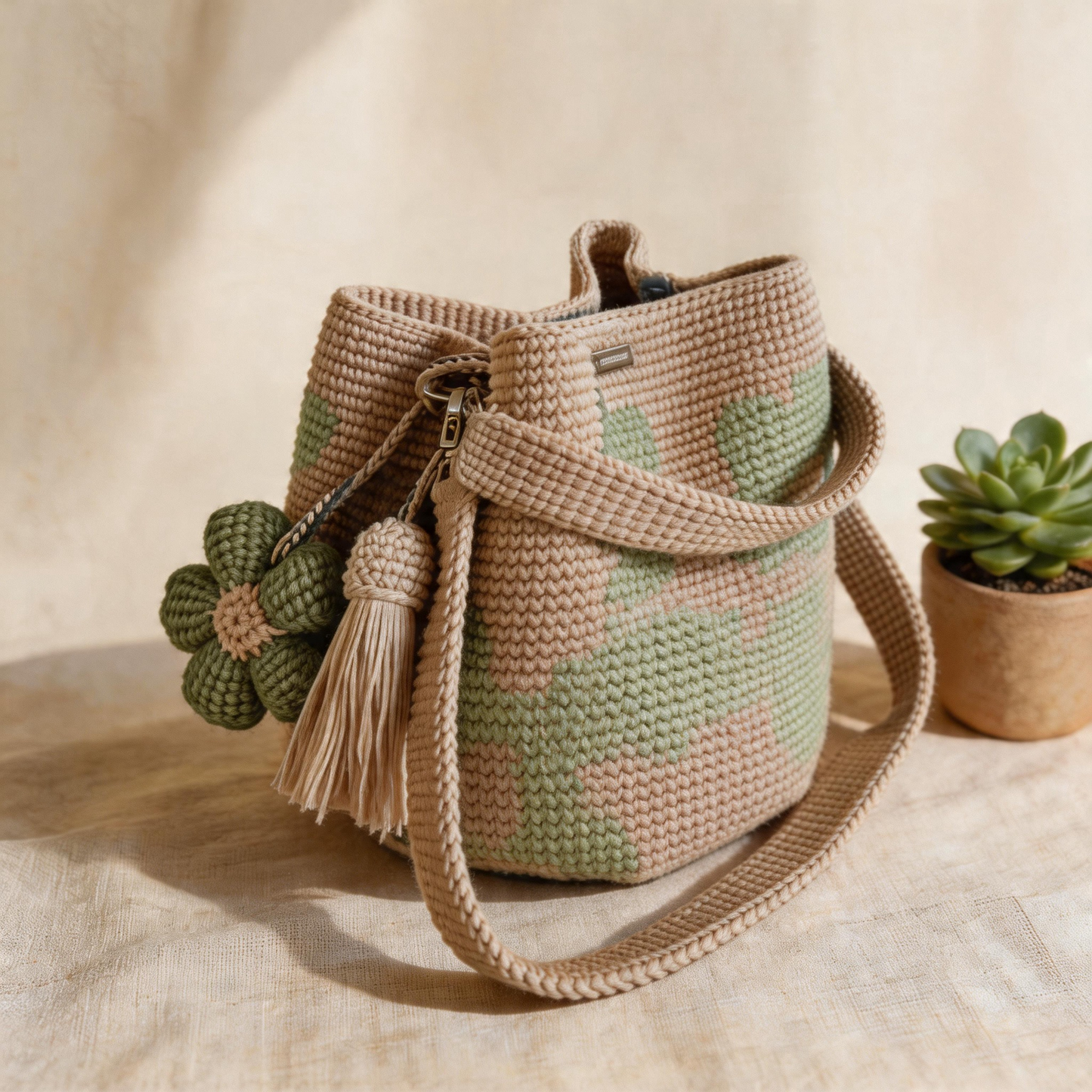 🏆 Aanbieding: 49% KORTING🧵🌸Handgemaakte gehaakte bloementas 🌼✨