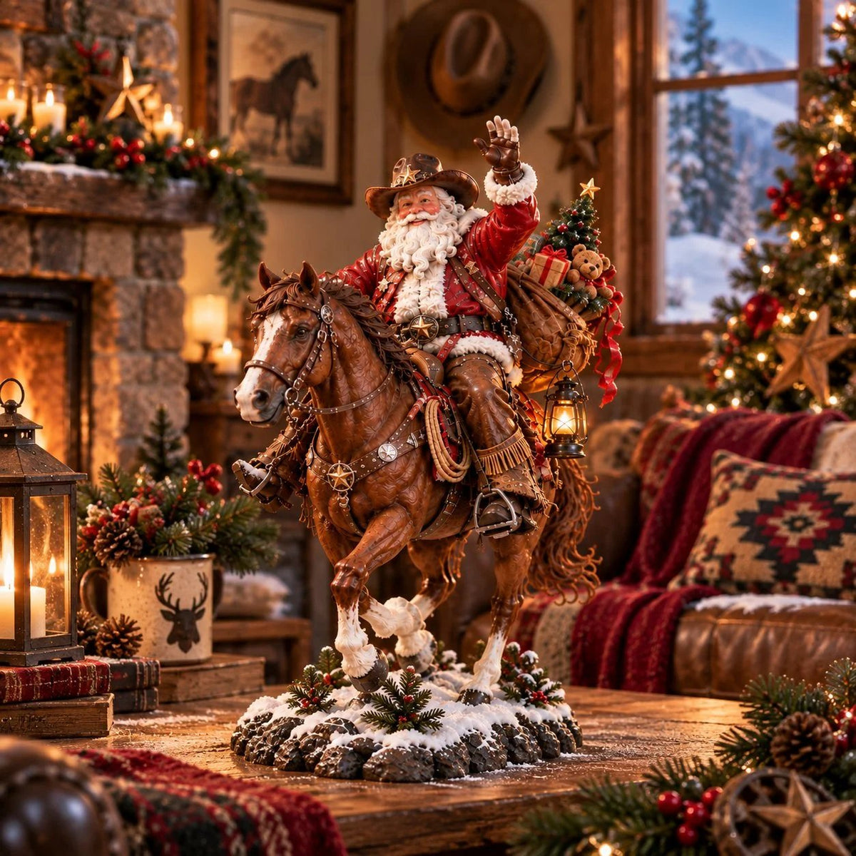 🤠🎄 Cowboy Santa Kerstdecoratie – Rustieke Western Herinnering 🎁✨
