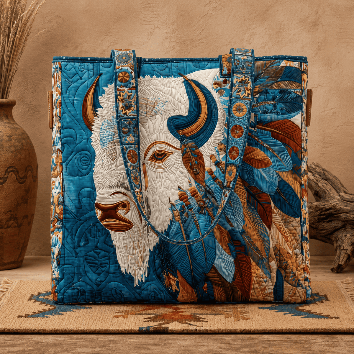 Handgemaakte Native American Quilted Tote Bag