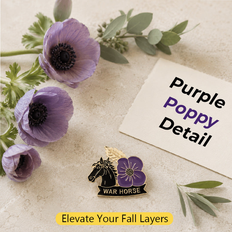 🌺Paarse klaproos paard herdenkingsbroche