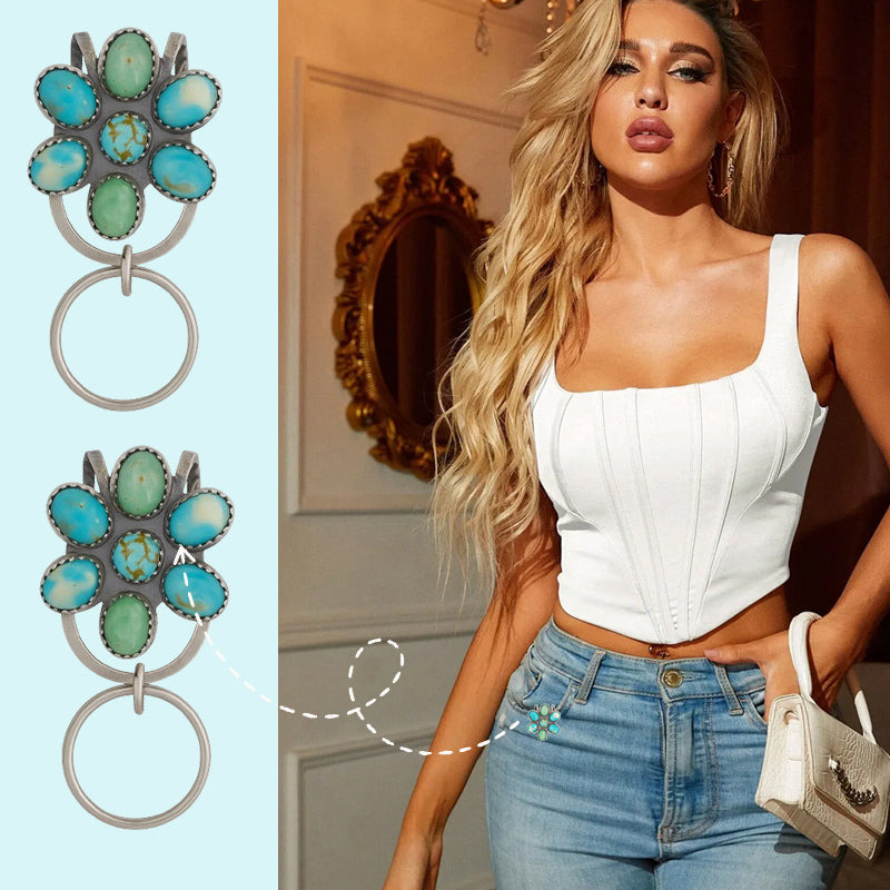 ✨Voeg wat versiering toe aan je sleutels🌼 Turquoise bloemen tasclip sleutelhanger