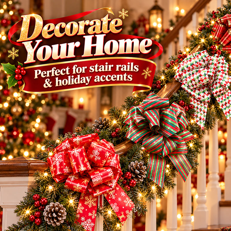 🎀 Decoratieve Kerst Strikken — Feestelijke Afwerking voor Cadeaus & Decoratie