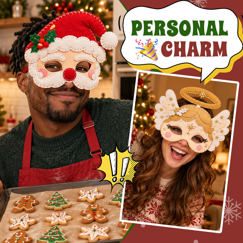 🎭 Set van Handgemaakte Vilten Kerstmaskers – Voor Kinderen & Feestjes 🎄