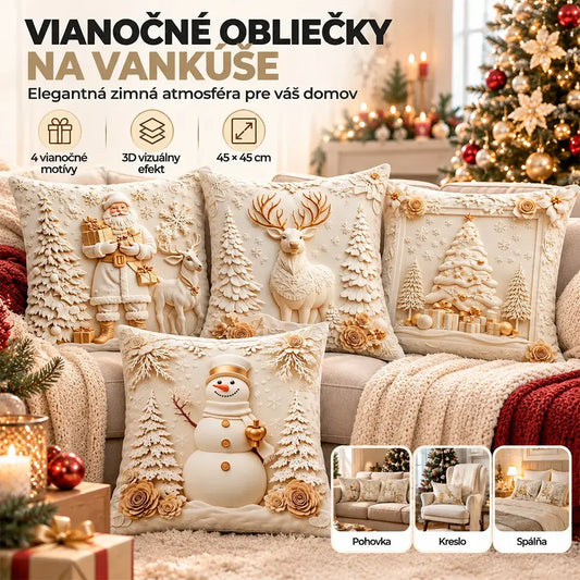 🎅【4-delige set】🎄 Kerstkussenslopen met feestelijke thema's ✨